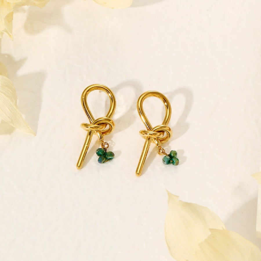 Boucles d'oreilles dorées avec pierres vertes – Luxe & Colorées | Twinolo