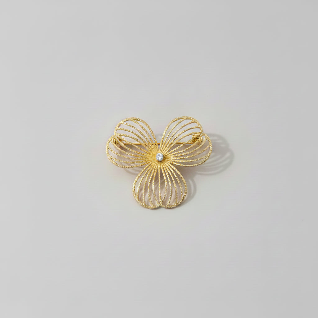 Broche Fleur Dorée avec Cristal – Acier Inoxydable – Design Élégant | Twinolo