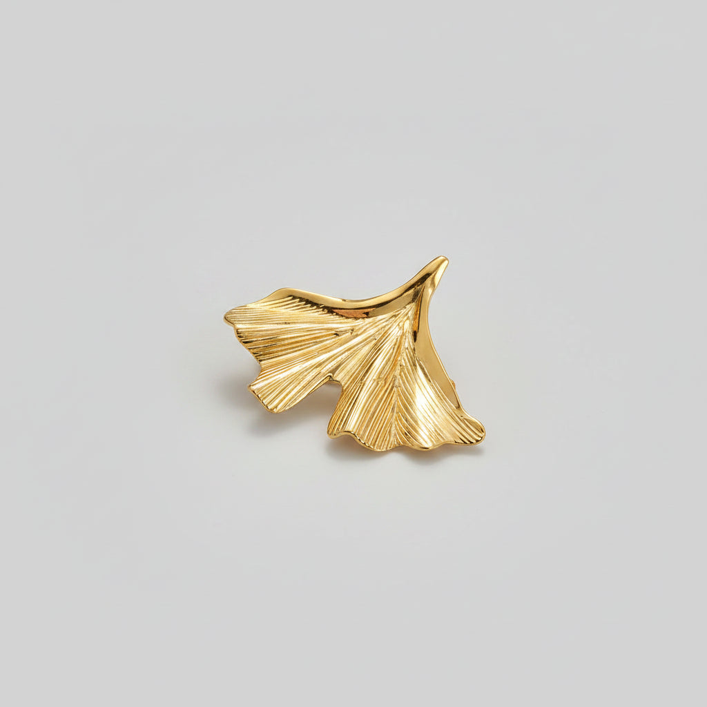 Broche Ginkgo Feuille Dorée – Acier Inoxydable – Design Élégant et Intemporel | Twinolo