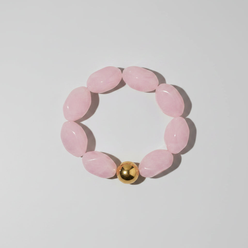 Bracelet élastique pour femmes avec perles – Résine rose | Twinolo