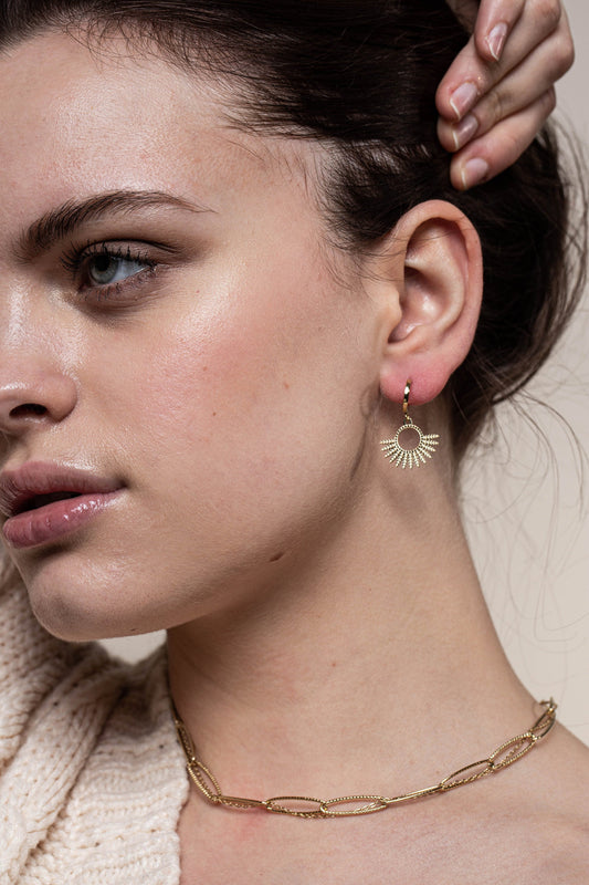 Oorbellen met Zon Hanger – Goudkleurig & Zomers | Twinolo