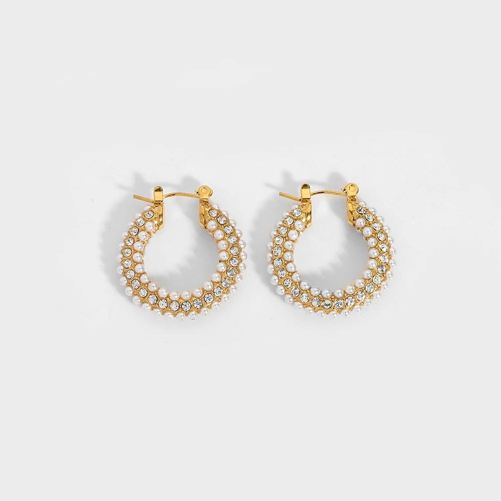 Gouden Hoepeloorbellen met Parel – Klassieke Stijl | Twinolo