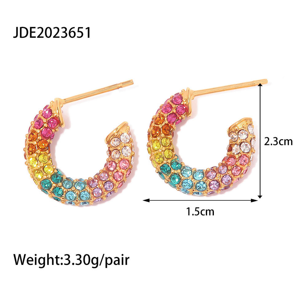 Boucles d'oreilles créoles arc-en-ciel – Oxyde de zirconium au design coloré | Twinolo