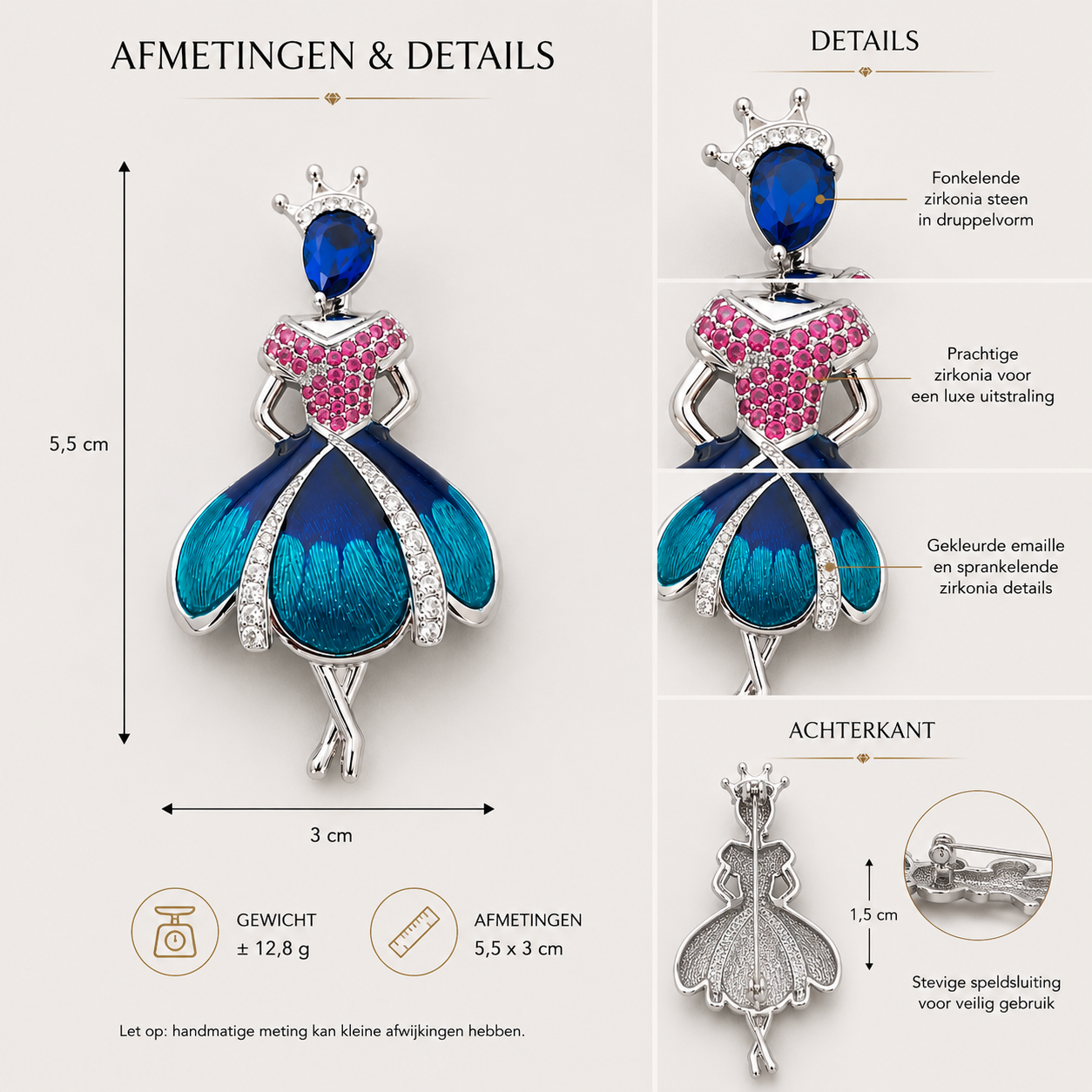 Luxe Princess Broche met Zirkonia – 18K Verguld | Twinolo