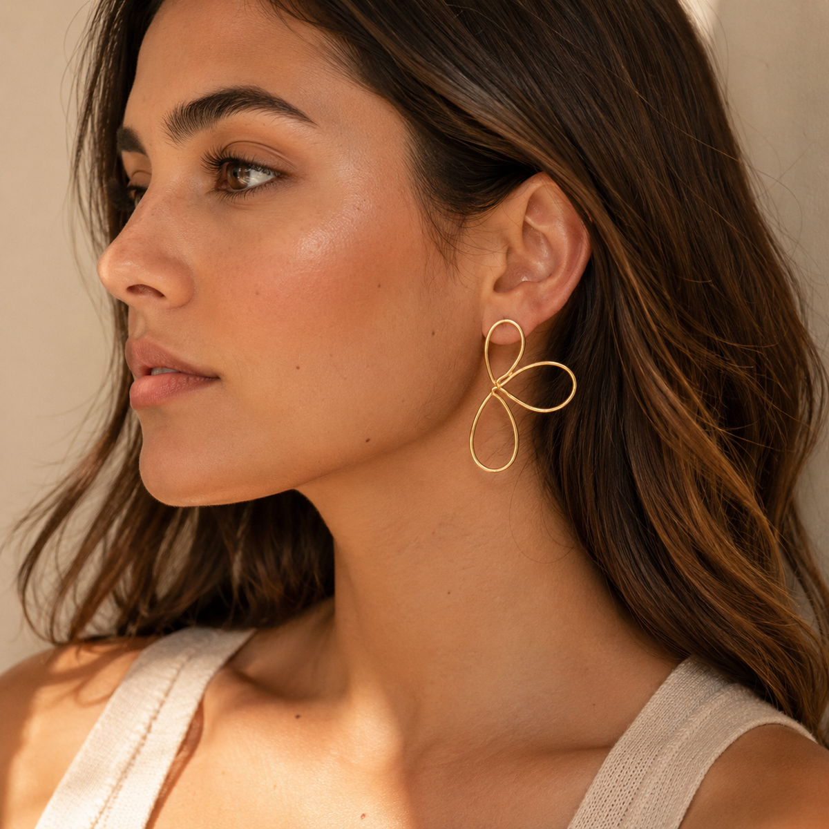 Boucles d'oreilles fleuries minimalistes couleur or – Acier inoxydable | Twinolo