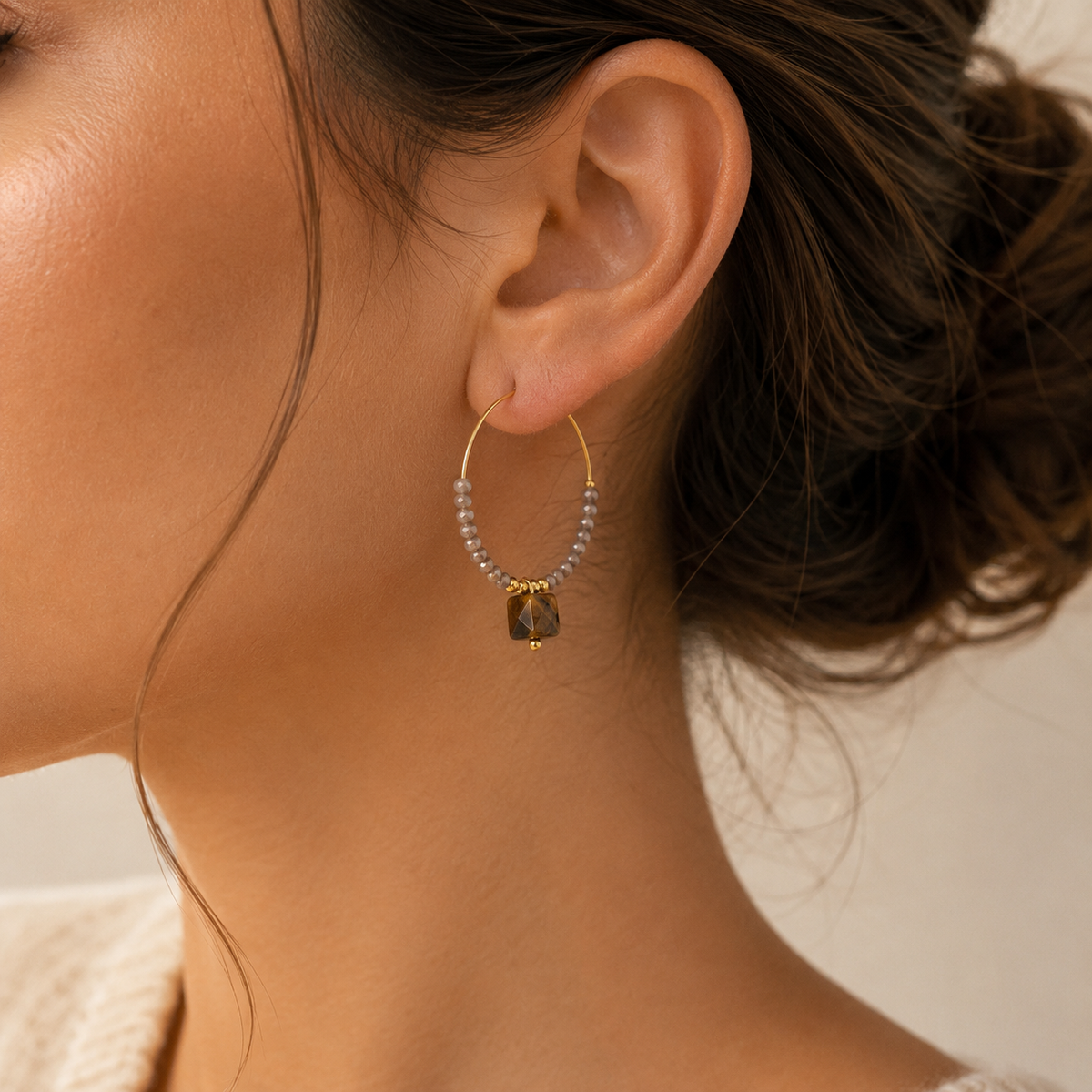 Boucles d'Oreilles Créoles Perlées – Bohème Chic | Twinolo