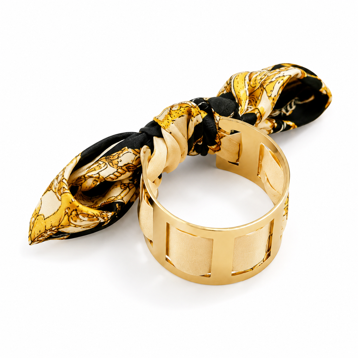 Bracelet Manchette Dorée avec Écharpe – Acier Inoxydable | TWINOLO