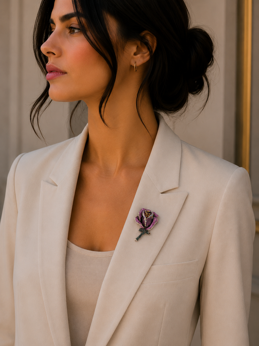 Flower Brooch - Elegant Brooch with Crystals | Twinolo