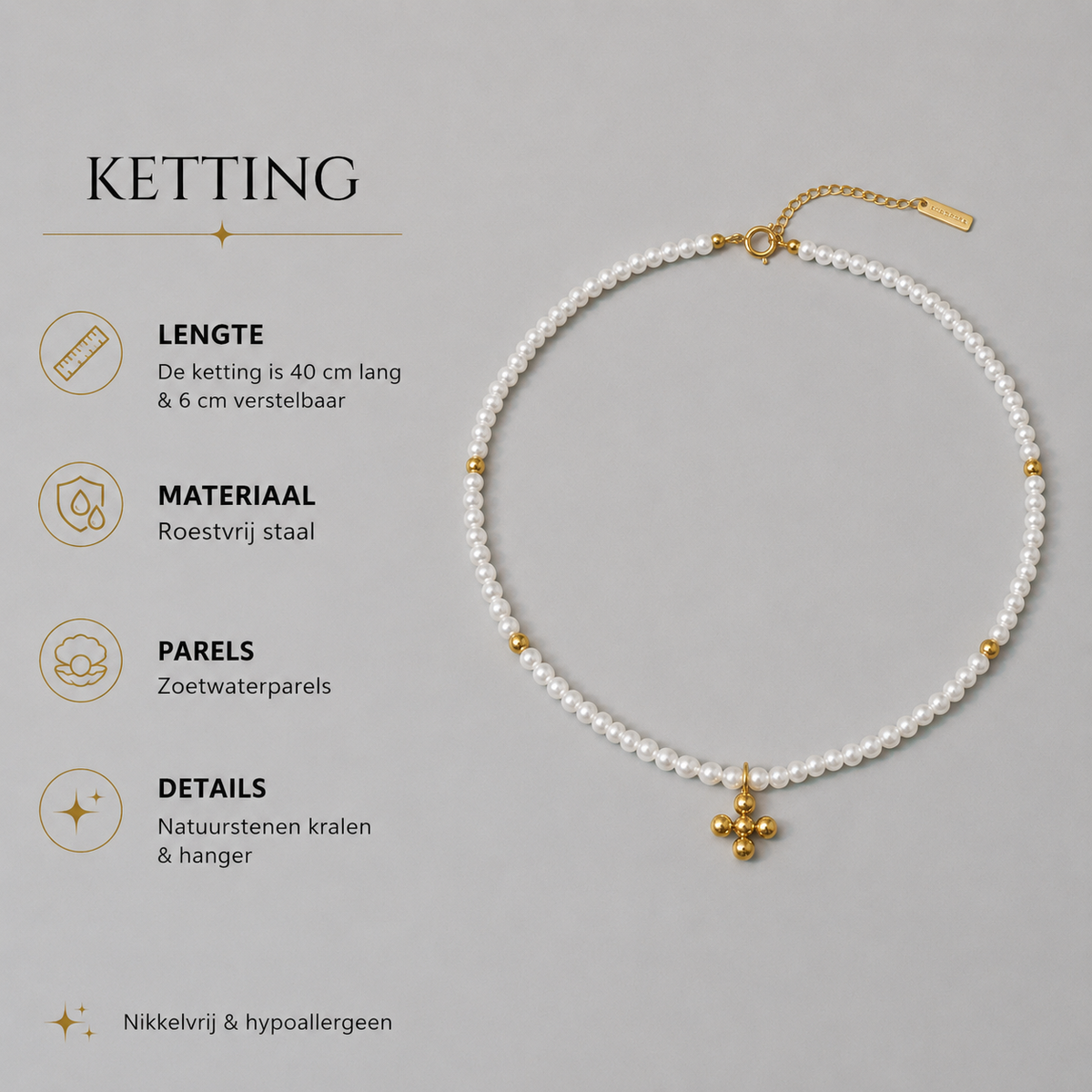 Collier de Perles avec Pendentif Croix – Classique & Intemporel | Twinolo