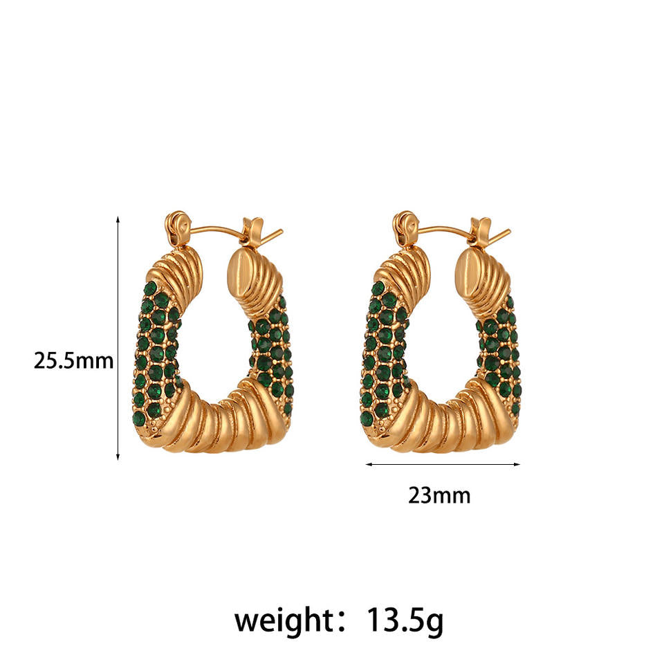 Boucles d'oreilles créoles avec accents de zircone cubique | Twinolo