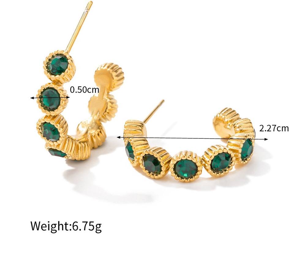 Mini Hoops met Donkergroene Steentjes – Stijlvolle Touch | Twinolo