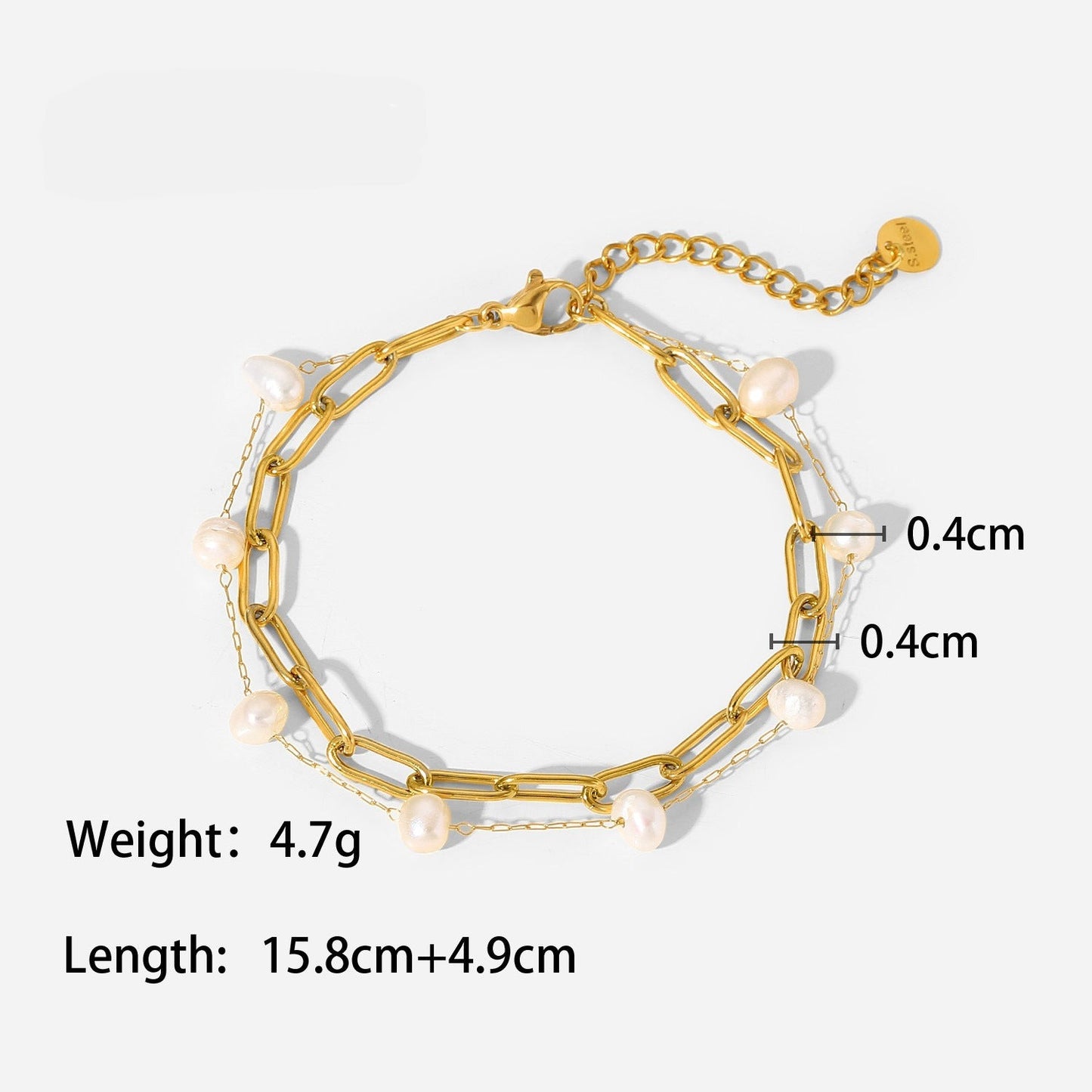 Link Bracelet with Pearl Accent – Stylish & Modern | Twinolo