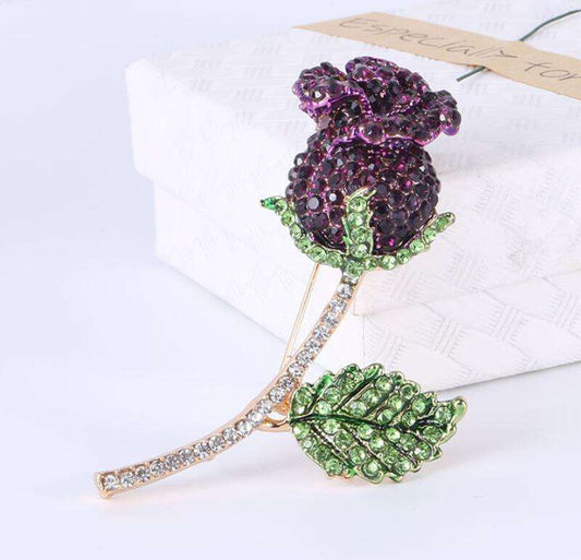 Bloembroche - Elegante Broche met Kristallen | Twinolo