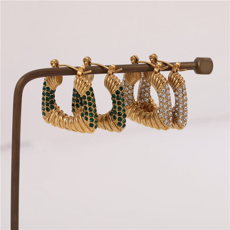 Boucles d'oreilles créoles avec accents de zircone cubique | Twinolo