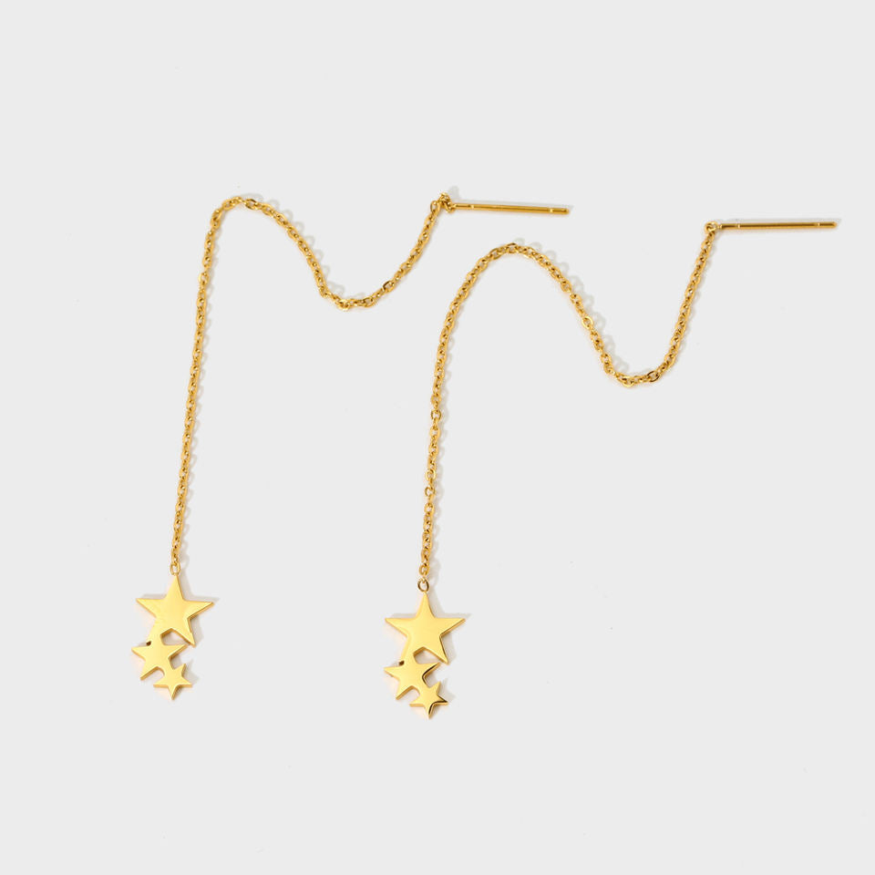 Oorhanger met Hangende Ketting & Sterren – Speels & Elegant | Twinolo