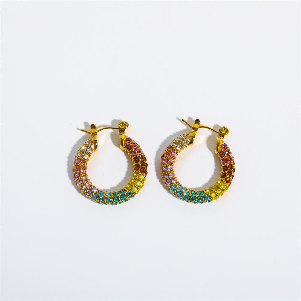 Boucles d'Oreilles Créoles en Or avec Zircone – Élégantes & Joyeuses | Twinolo