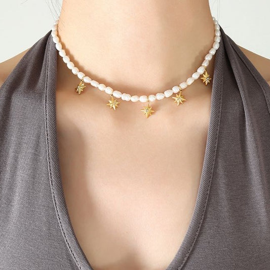 Parelketting met Zoetwaterparels & Sterretjes – Elegant & Speels | Twinolo