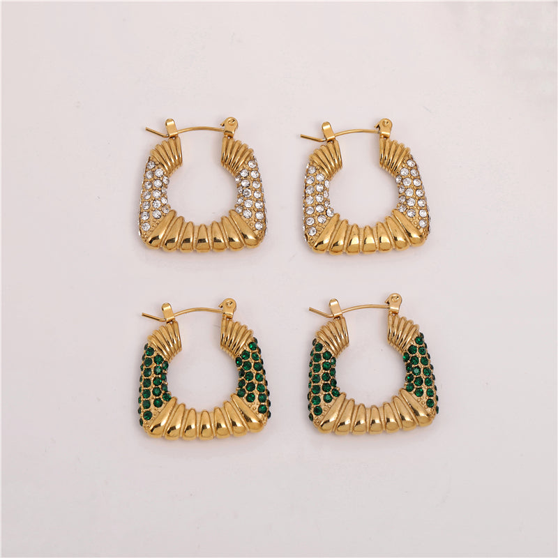 Boucles d'oreilles créoles avec accents de zircone cubique | Twinolo