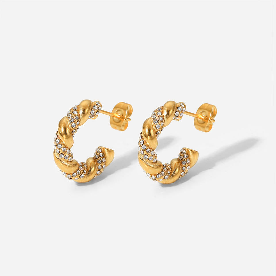 Boucles d'oreilles Croissant en Zirconium – Élégantes et Scintillantes | Twinolo