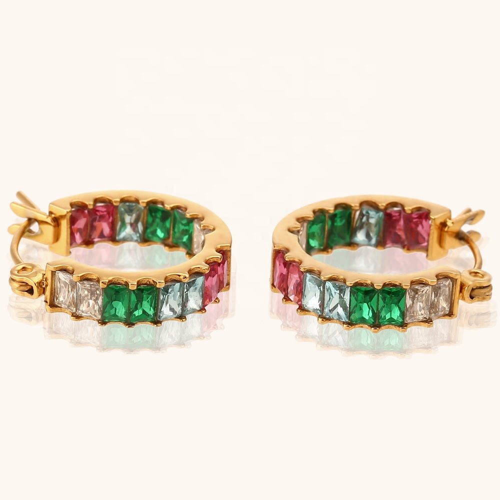 Créoles Zirconium Multicolore – Intemporelles & Chic | Twinolo