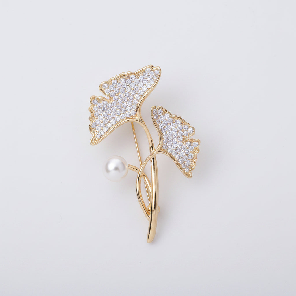 Broche fleur - Broche élégante avec cristaux et perle | Twinolo