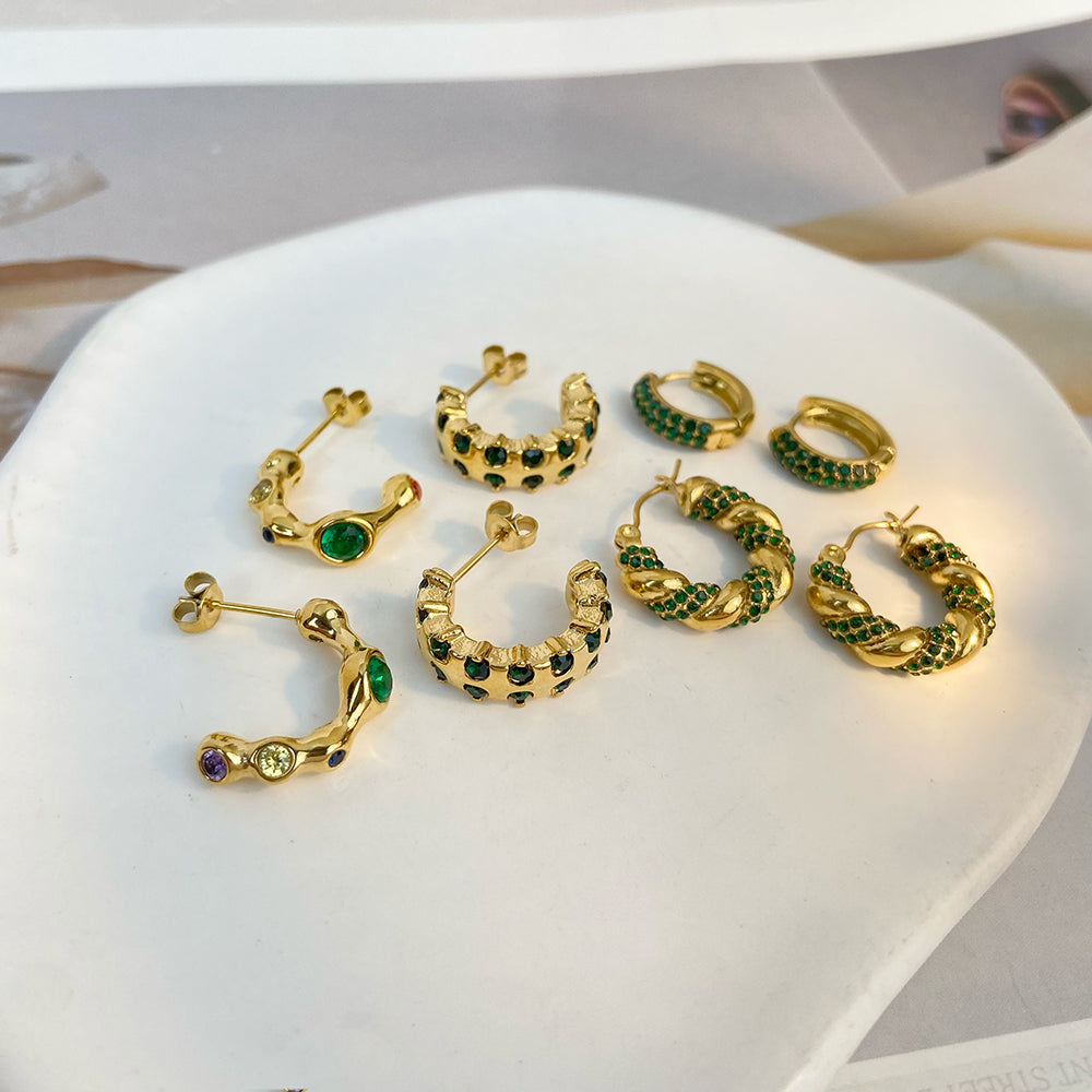 Mini Hoops met Groene Steentjes – Verfrissend & Chic | Twinolo