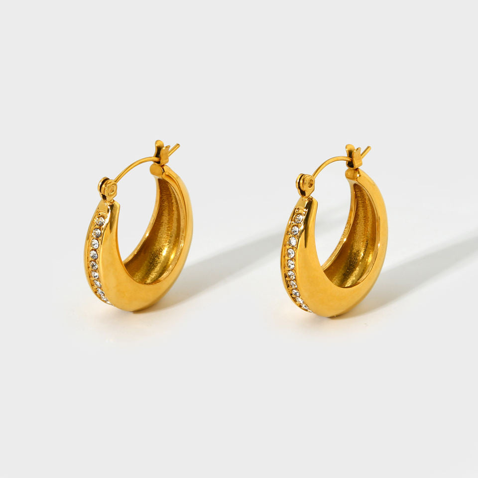 Boucles d'oreilles créoles élégantes avec zircones | Twinolo
