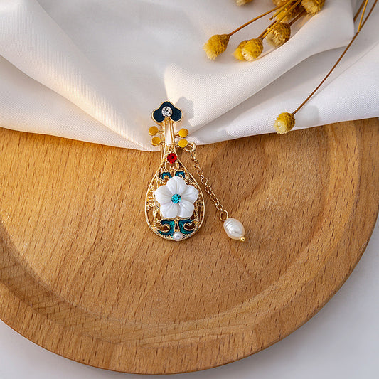 🌼 Bloemenbroche met Parel en Kleurrijke Details – Elegante Broche | Twinolo