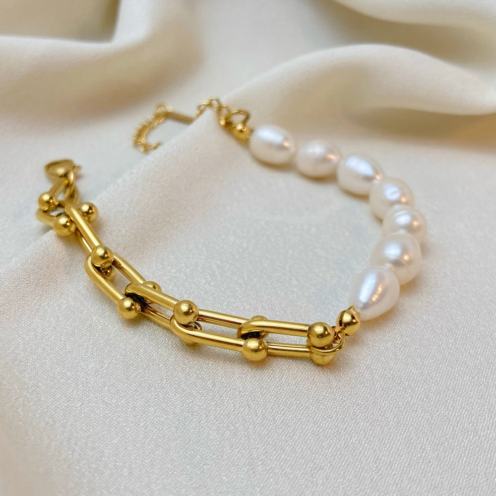 Bracelet à maillons avec Perles d'eau douce – Luxe subtil | Twinolo
