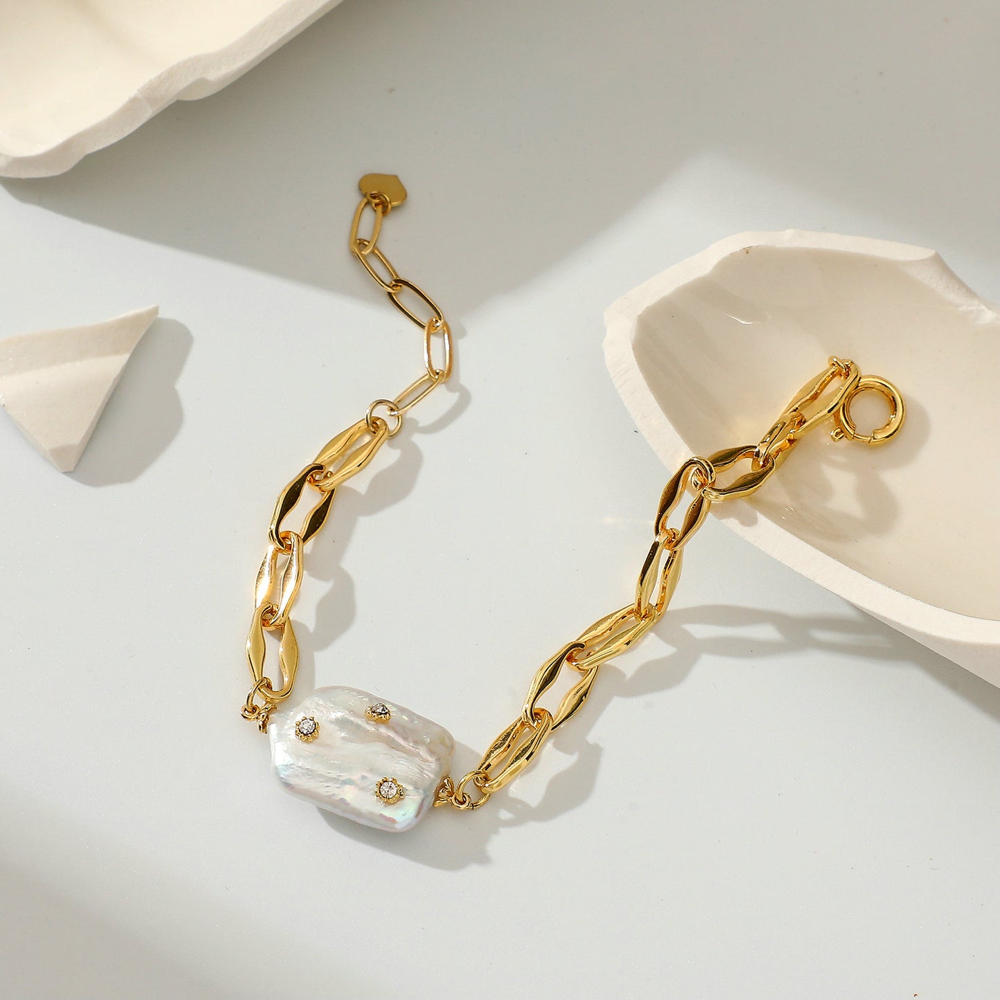 Bracelet Perle & Maillons – Contraste Élégant | Twinolo