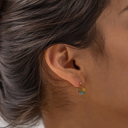 Gold Hoop Earrings with Zirconia – Elegant & Cheerful | Twinolo