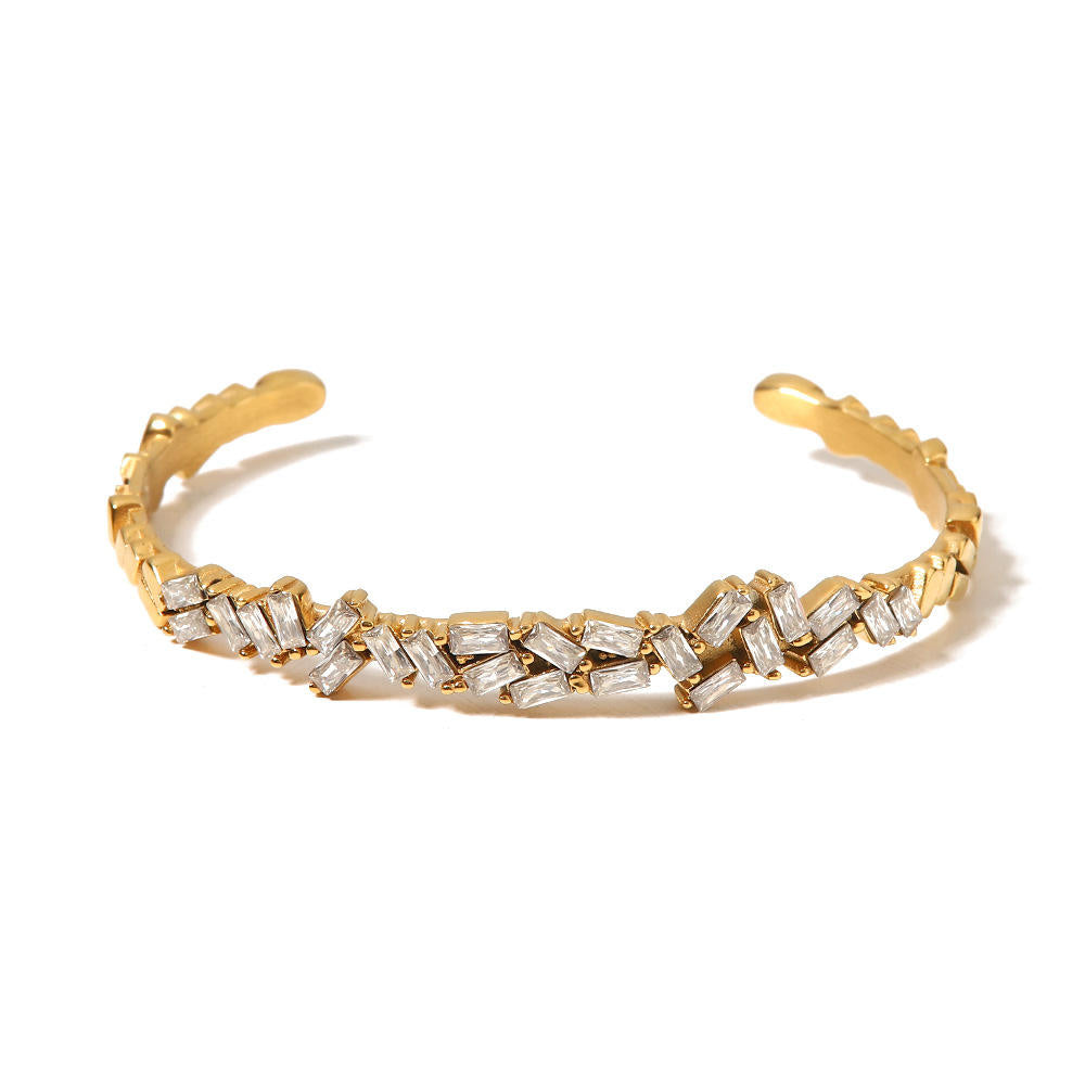 Bracelet Manchette avec Zircons – Élégant & Scintillant | Twinolo