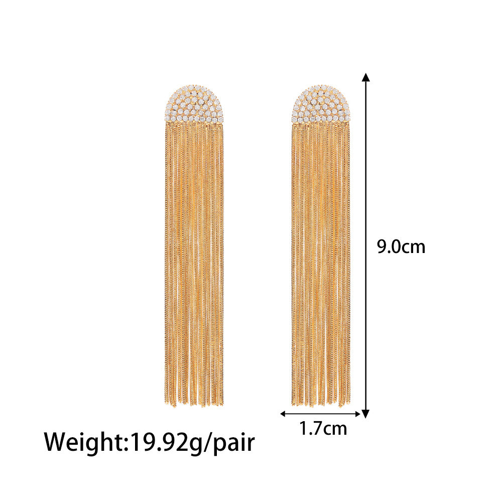 Long Gold Earring with Zirconia – Elegant & Sophisticated | Twinolo