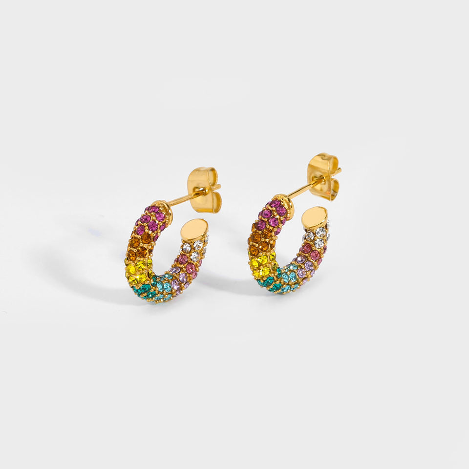 Boucles d'oreilles créoles arc-en-ciel – Oxyde de zirconium au design coloré | Twinolo
