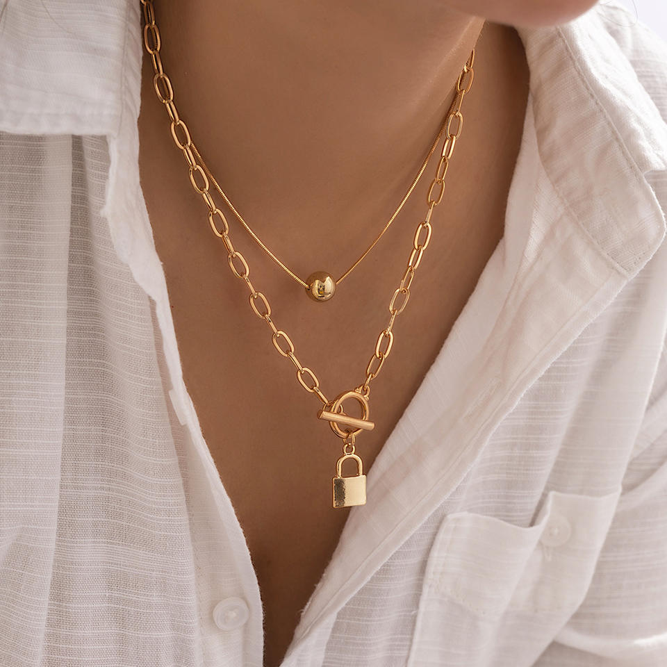 Double Collier avec Cadenas – Design Tendance & Superposé | Twinolo