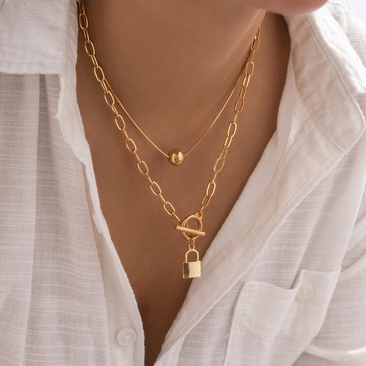 Dubbele Ketting met Slotje – Trendy & Gelaagd Design | Twinolo