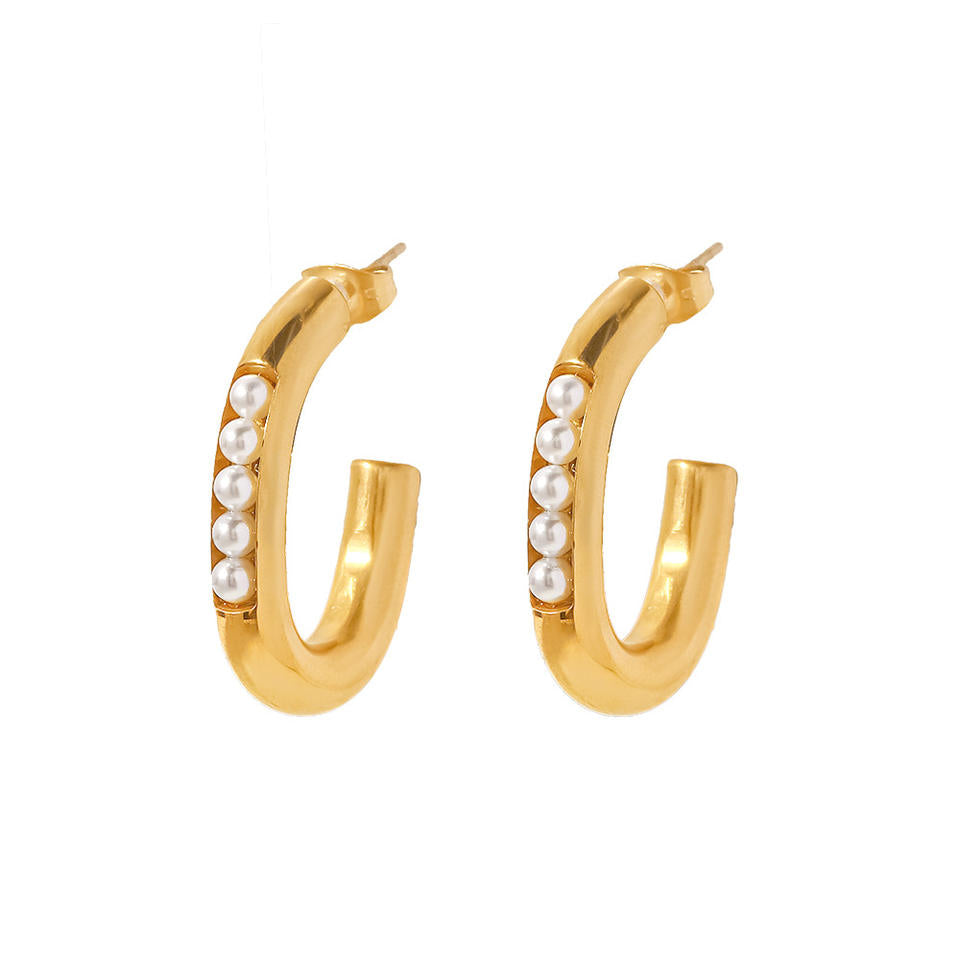 Boucles d'oreilles créoles avec petite perle – Design subtil | Twinolo