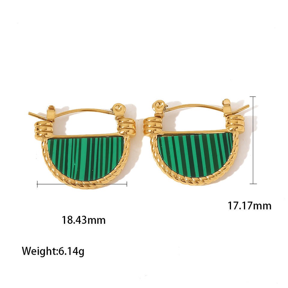 Boucles d'oreilles demi-lunes – Variation Malachite et Nacre | Twinolo
