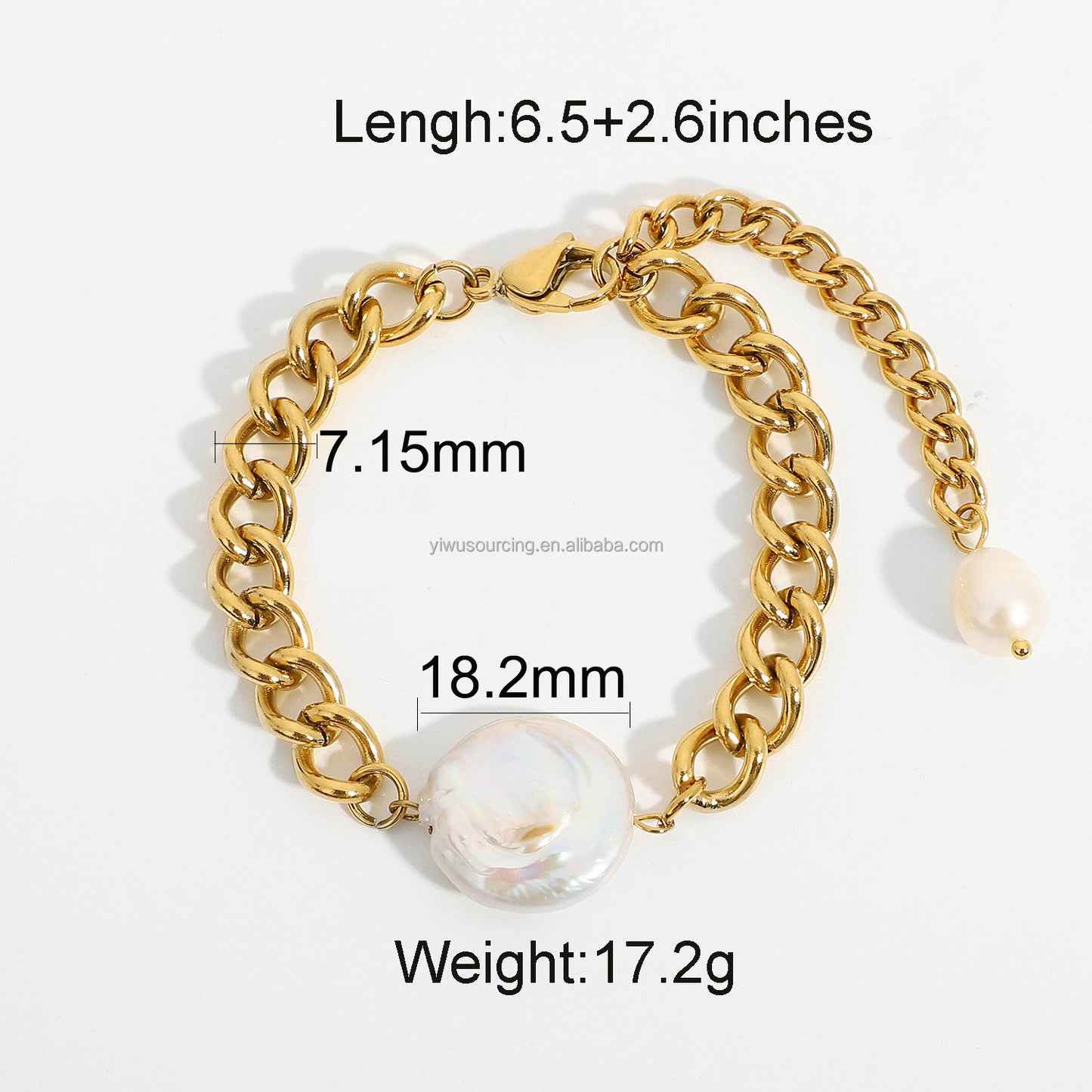Bracelet à maillons et perles d'eau douce – Design raffiné | Twinolo