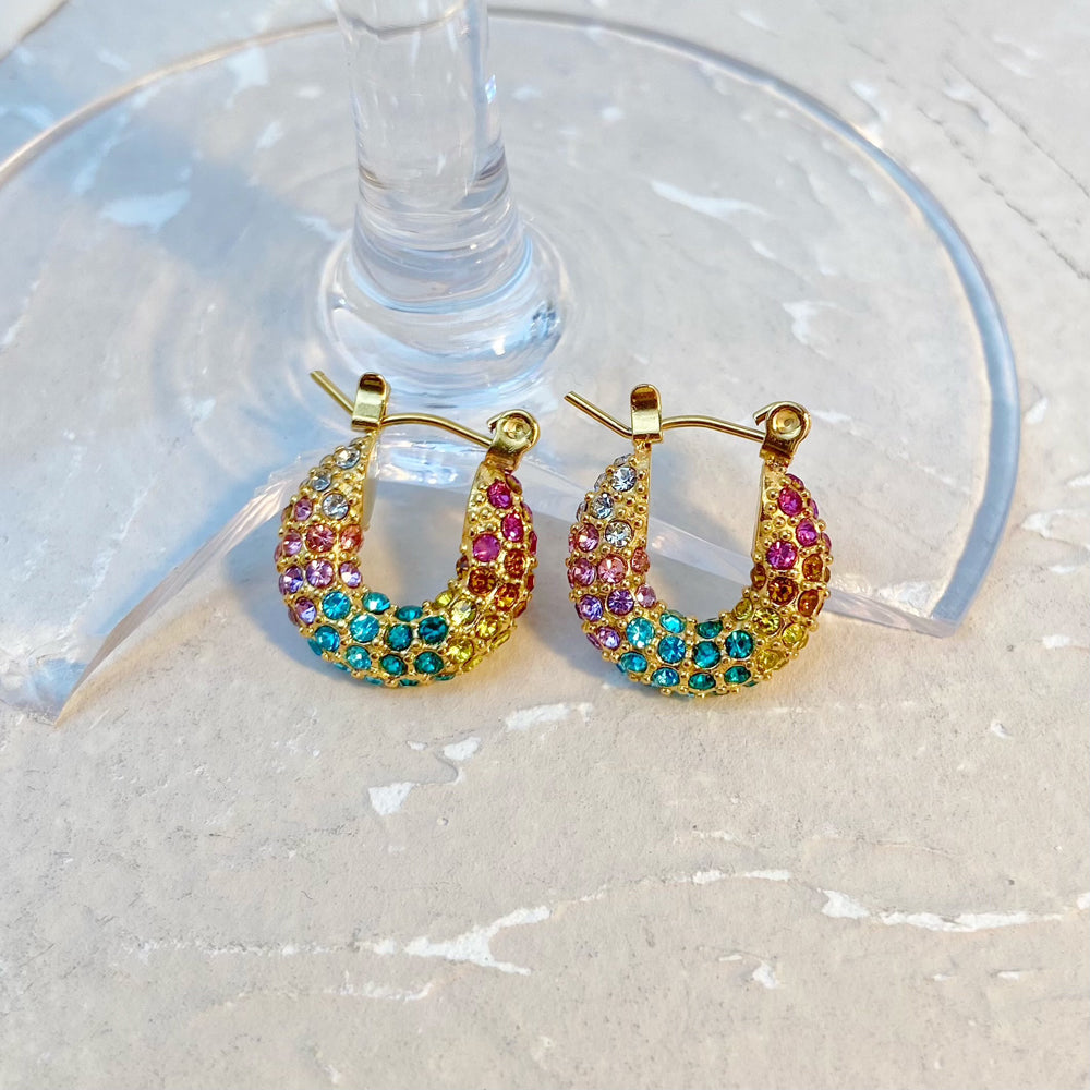 Créoles avec Zircons Colorés – Style Scintillant | Twinolo