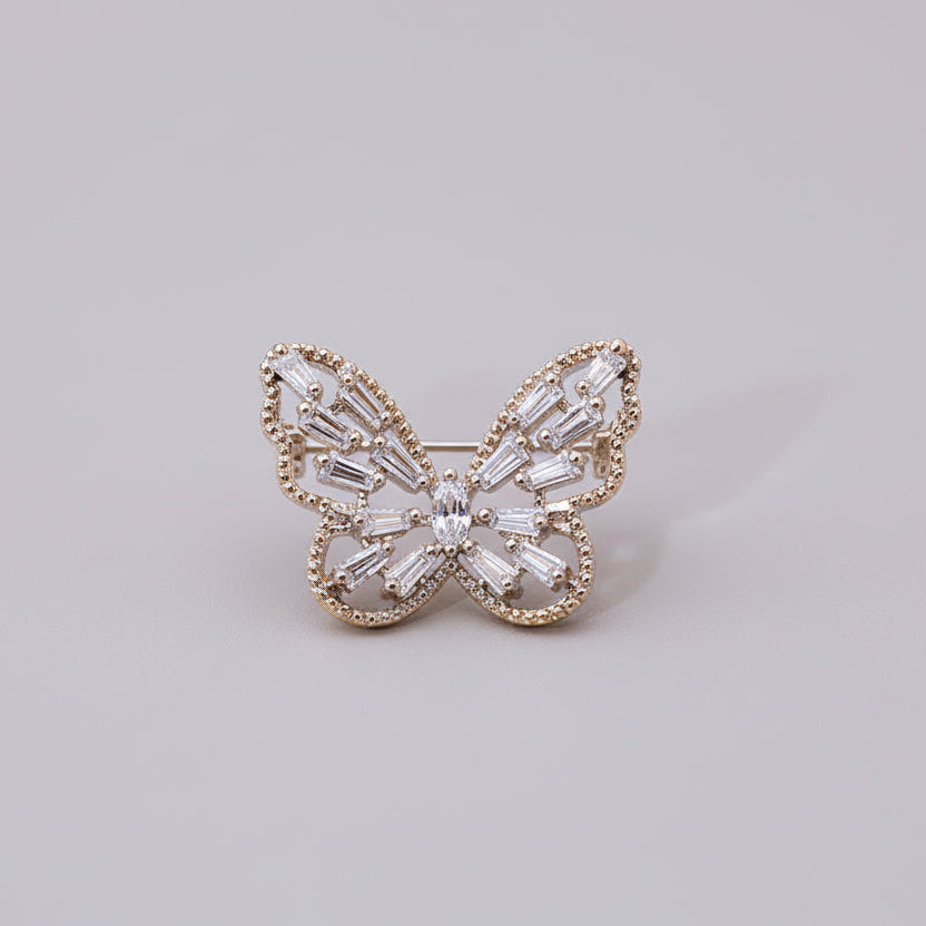 🦋 Broche Papillon à Cristaux – Broche Élégante Couleur Or | Twinolo