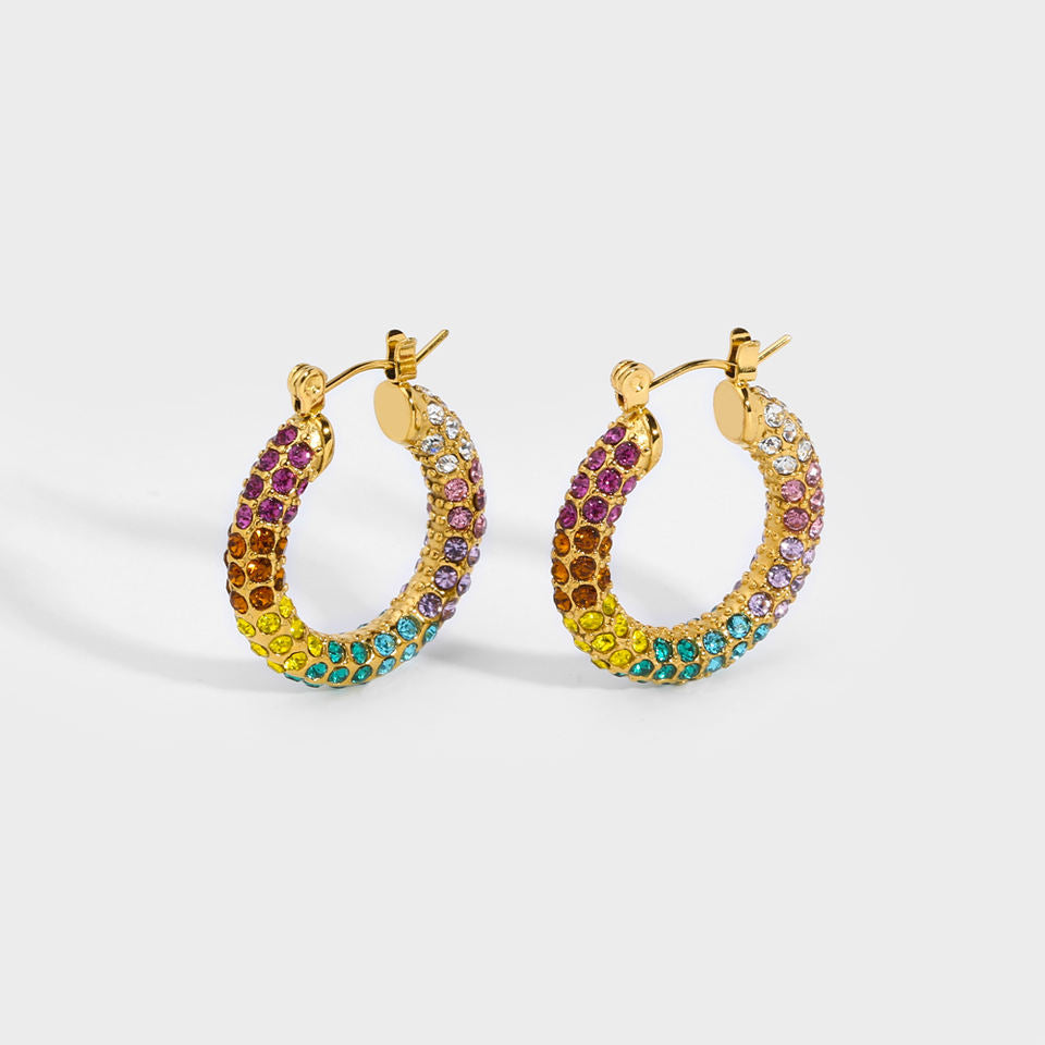 Boucles d'Oreilles Créoles en Or avec Zircone – Élégantes & Joyeuses | Twinolo
