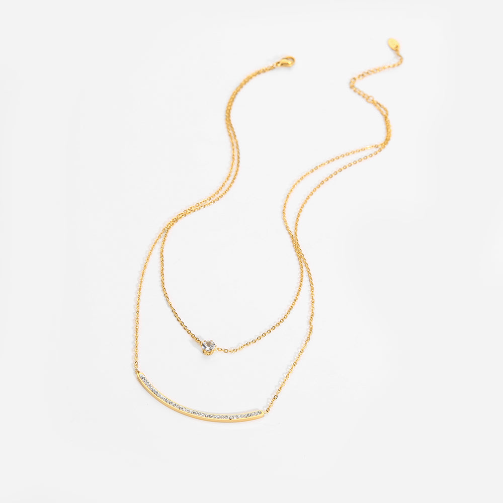 Double Collier – Deux Rangées en Acier Inoxydable Plaqué Or | Twinolo