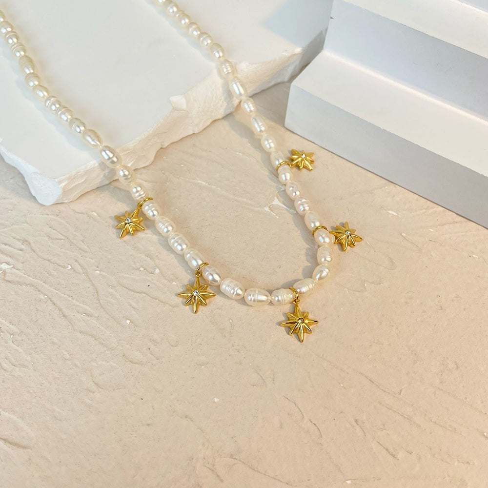 Parelketting met Zoetwaterparels & Sterretjes – Elegant & Speels | Twinolo