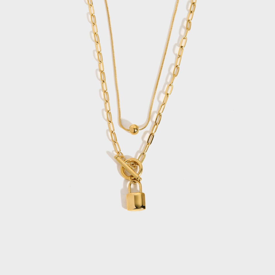 Double Collier avec Cadenas – Design Tendance & Superposé | Twinolo