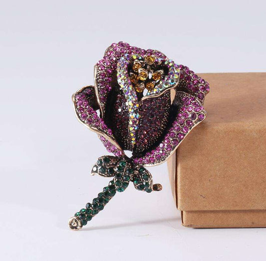 Bloembroche - Elegante Broche met Kristallen | Twinolo