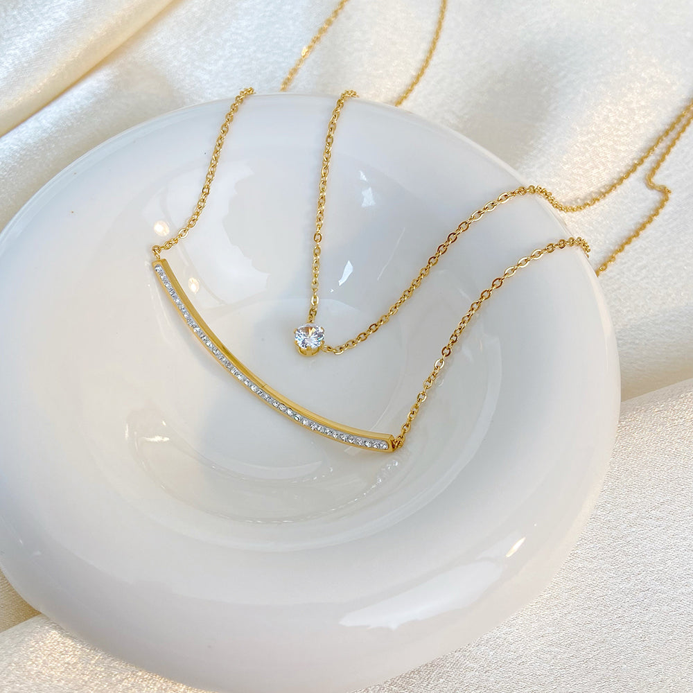 Double Collier – Deux Rangées en Acier Inoxydable Plaqué Or | Twinolo