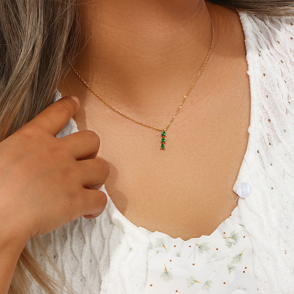 Collier avec zircone cubique en forme de goutte - Détail étincelant | Twinolo