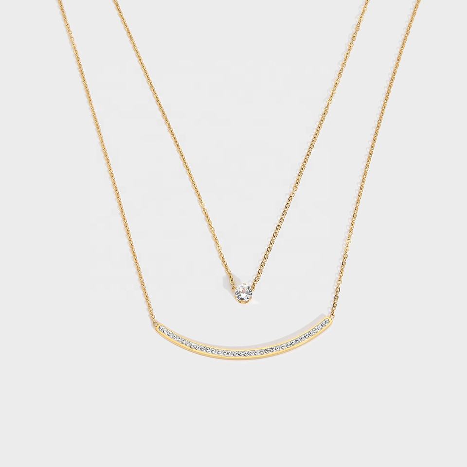 Double Collier – Deux Rangées en Acier Inoxydable Plaqué Or | Twinolo