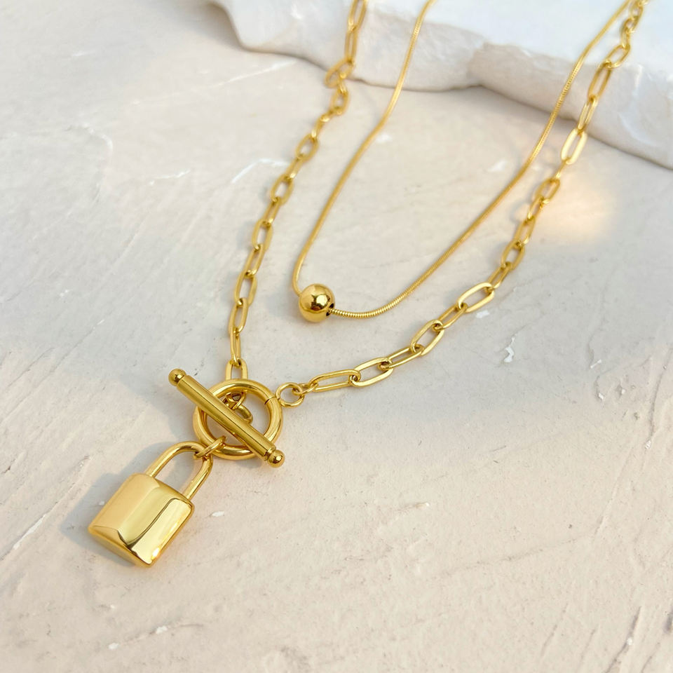 Double Collier avec Cadenas – Design Tendance & Superposé | Twinolo